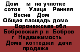 Дом 60 м² на участке 14 соток. › Улица ­ Ранняя Весна › Дом ­ 43 › Общая площадь дома ­ 60 - Воронежская обл., Бобровский р-н, Бобров г. Недвижимость » Дома, коттеджи, дачи продажа   
